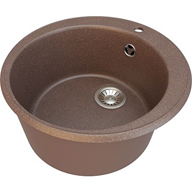 Мойка гранит матов. накладная 475*475*194 мм Granite-01, круглая, с сифоном, Терракот