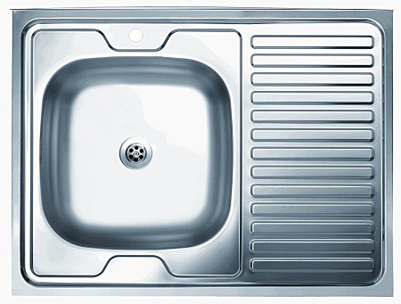 Мойка нерж. 600х800х170 (0,6 мм) ЕС-220 накл.левая, без сифона