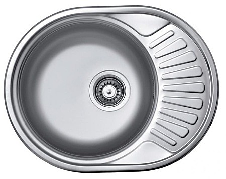Мойка нерж.овальная 450х570х150 (0,6 мм) врезная левая, с/отв., сифон,крепеж,уплотн.лента