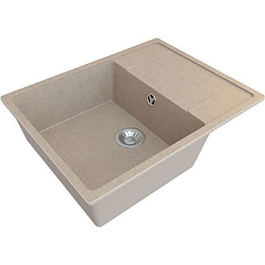Мойка гранит матов. накладная 640*505*185 мм Granite-13, прямоугольная, с сифоном, Песочный