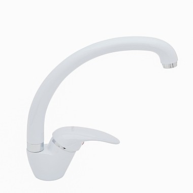 Под заказ Смеситель ОПТИМА кухня 35 мм, ручка боковая, ГЛЯНЕЦ БЕЛЫЙ