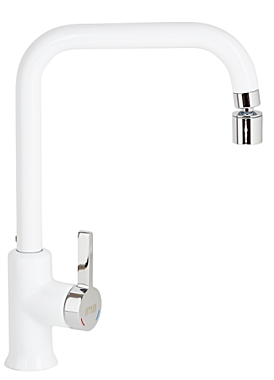 Под заказ Смеситель ОПТИМА кухня 35 мм, ручка боковая, с гайкой, БЕЛЫЙ-ХРОМ