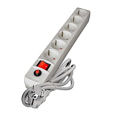 Фильтр сетевой 6 гнезд, ПВС 3х0,75, 2200Вт, 10А, полипропилен, 3м, серый 967U-5003, УНИВЕРСАЛ