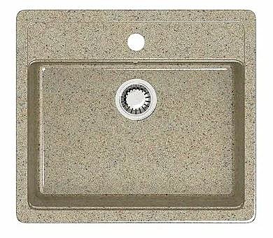Мойка гранит глянц. врезная 570*505*200 мм BERGG lab Z9, прямоугольная, с сифоном, песочный