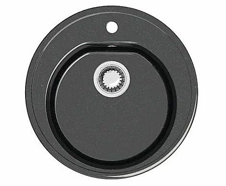 Мойка гранит глянц. врезная 510*510*191 мм BERGG lab Z3, круглая, с сифоном, черный