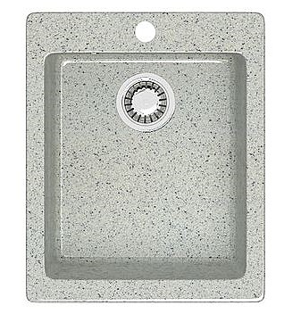 Мойка гранит глянц. врезная 500*425*195 мм BERGG lab Z8, прямоугольная, с сифоном, светло серый