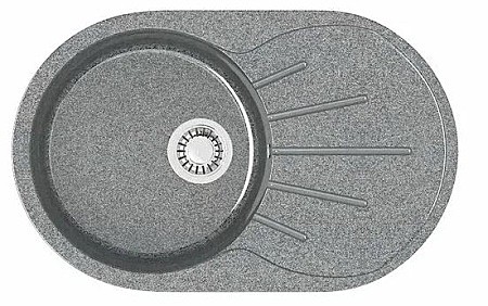 Мойка гранит глянц. врезная 730*450*215 мм BERGG lab Z110, овальная, с сифоном, темно серый