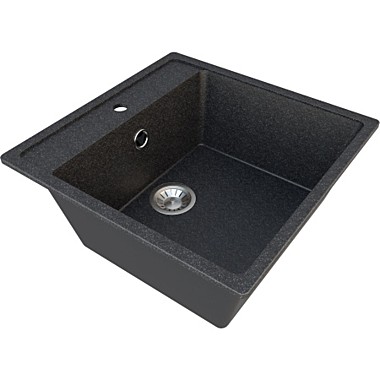 Мойка гранит матов. накладная 505*460*190 мм Granite-09, прямоугольная, с сифоном, Черный