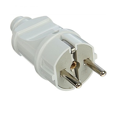 Вилка прямая разборная 16А, 230В, ABS-пластик, с/з, белая А101, УНИВЕРСАЛ