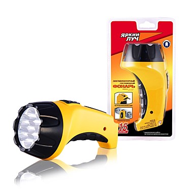 Фонарь ручной аккумул., 7 светодиодов, 80Лм, встр.вилка д/прямой зарядки 230В, LA-07, ЯРКИЙ ЛУЧ