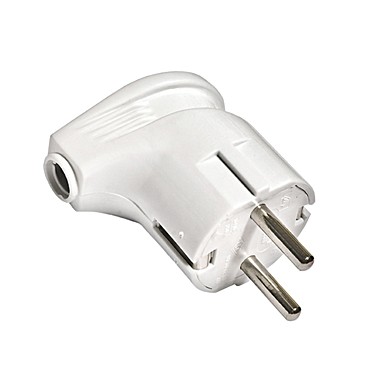 Вилка угловая разборная 16А, 230В, ABS-пластик, с/з, белая А105, УНИВЕРСАЛ