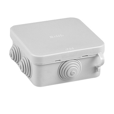 Коробка разветвительная о/у 100х100х50мм, RAL7035, IP55 (7 вводов) КР-2604-И, ХЕГЕЛЬ