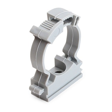 Держатель пластиковый с верхней защелкой для труб d=16мм, серый (уп.10шт)