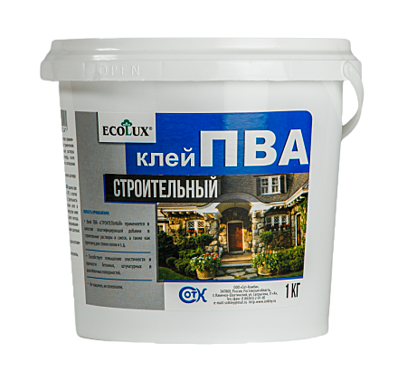 Клей ПВА ECOLUX строительный 1,0 кг