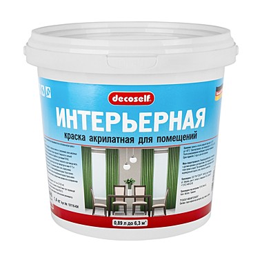 Краска интерьерная белая Decoself мороз ПУФАС, 1,4 кг
