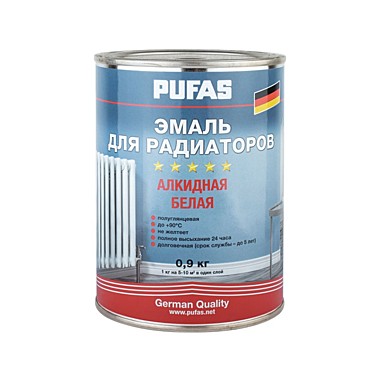 Эмаль для радиаторов белая Пуфас, 0,9 кг