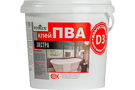 Клей ПВА ECOLUX экстра влагостойкий 1,0 кг